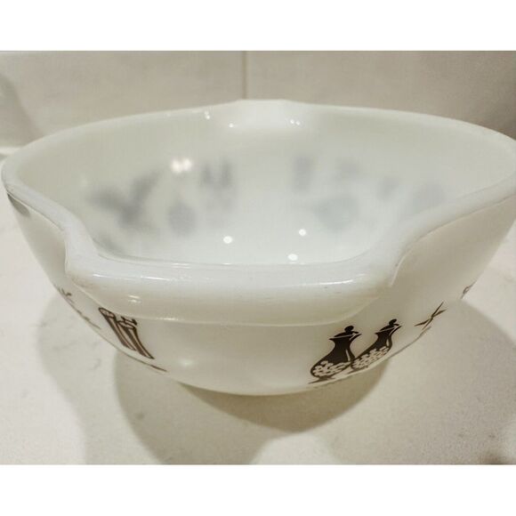 Vintage Pyrex Mixing Bowl Early American Cinderella #441 1-1/2 PT White Brown - Picture 6 of 8